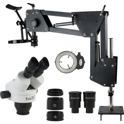 3.5X 7X 45X 90X 180X Binocular Stereo Microscope Magnifier WF20X Eyepices Stretch Spring Bracket For Jewelry Setting