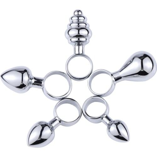 5 Size pull ring small size anal beads butt plug heart thread shape metal insert unisex gay sex toys for male female