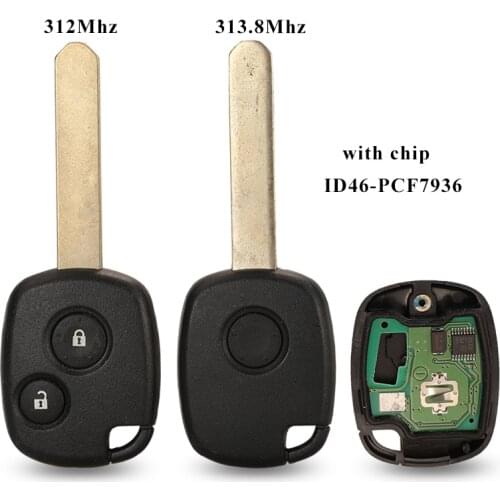 Jingyuqin 1/2 BTN FSK 312.12Mhz /313.8MHZ ID46 Chip Remote Car Key Fob For Honda Fit Stepwagon Odyssey -2006