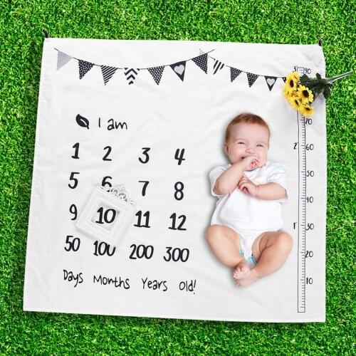 Baby Kids Blanket Newborn Swaddle Stroller Bedding Soft Wrap New Photo Background Monthly Growth Number Photography Blanket