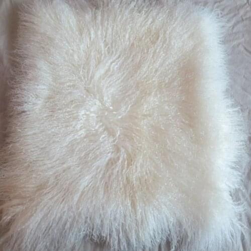 Double Side Natural White Mongolian Lamb Fur Pillow Cover Sofa Tibetan Cushion Covers Decorative Throw Pillows Christmas