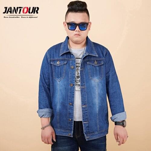 Oversized 6XL 7XL 8XL Mens Casual Single Breasted Denim Jacket Fashion Turn-down Collar Jeans Loose Coats Men Brand Clothing