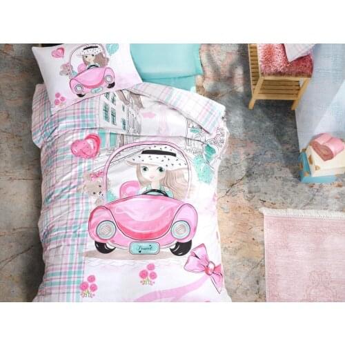 Cottonbox Junior Paris Love Single Double Quilt Cover Set Pink
