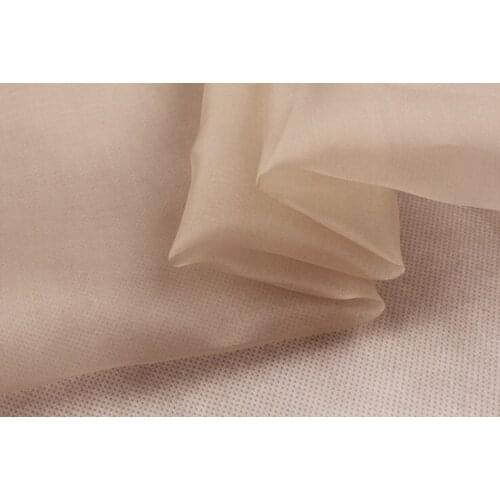 Howmay 100% pure silk fabric organza 5m/m 140cm 45" nude 17# solid color for costume decoration