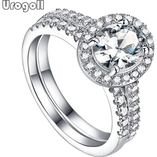 Fine Jewelry Women Ring 925 Sterling Silver Princess Zircon Wedding Ring Set Rhinestone Engagement Jewelry Accessories For Girl