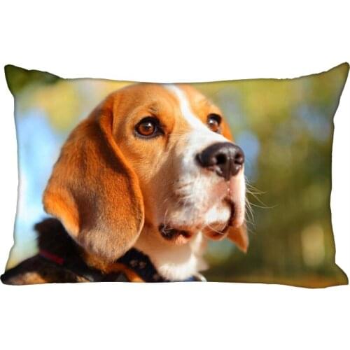Hot Beagle Printed Satin Pillowcases Two sides Standard Silk Soft Rectangle zipper pillowcover More size Custom LOGO