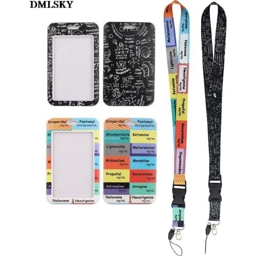 MD143 DMLSKY Fashion Chemistry Necklack Lanyard Key Gym Strap Multifunction Mobile Phone Decoration With Card Holder Cover