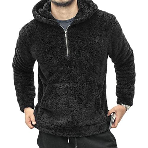 Autumn Winter Mens Plush Hooded Hoodie Loose Green Zip Up Furry Sweatshirts Men Long Sleeve Fluffy Fleece Oversize Sweatshirt