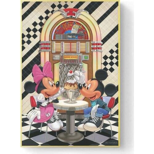 Disney Animation Canvas Painting Mickey and Minnie Retro Posters and Prints Wall Art Picture for Living Room Home Decor Cuadros