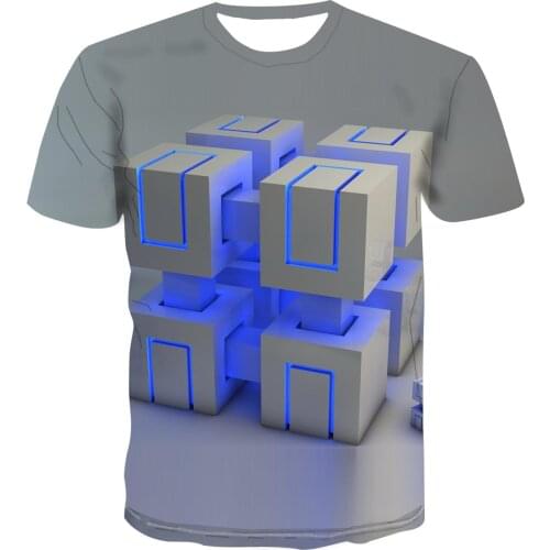 2020 new fashion Popular trendy T-shirt geometric square t-shirt mens simple letter 3D cool unique print mens top s-6xl