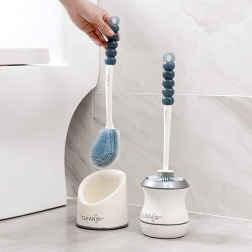 Toilet Cleaning Brush Bathroom Brush Holder Set Bathroom Cleaning Accessories Kit Long Handle Rubber Head Toilet Cleaning Brush