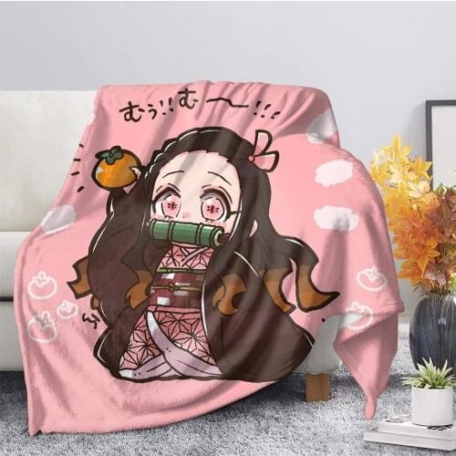 Devils Blade Anime Duvet Home Decorative Cartoon Demon Slayer Spring/Autumn Fleece Blankets for Children Kids Bedding