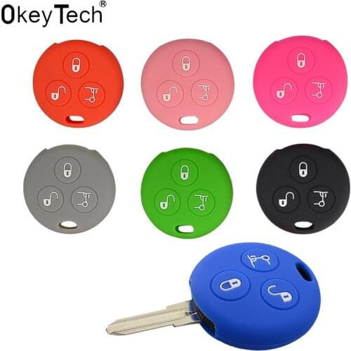 OkeyTech Silicone car key set cover case shell for mercedes Benz Smart City Fortwo Roadster 3 buttons car accessories auto key