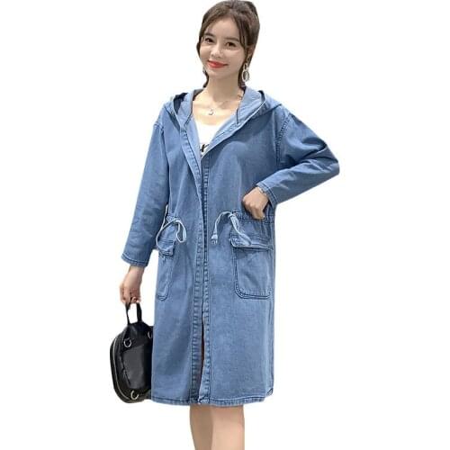 OKXGNZ Women's Denim Trench Coats