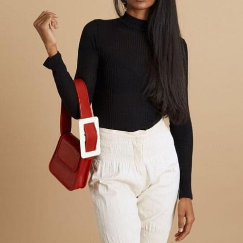 Simple acrylic square buckle decoration retro single shoulder underarm stitching small whole single bag