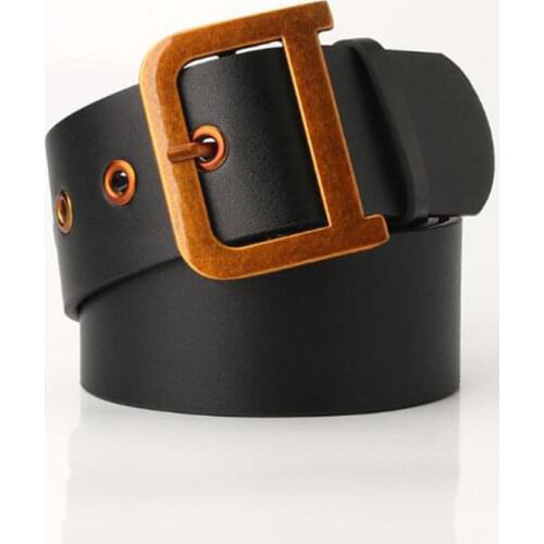 Wide PU Belts Women Luxury Band Girl Vintage Design Metal D Buckle Female Long Jeans Waistband