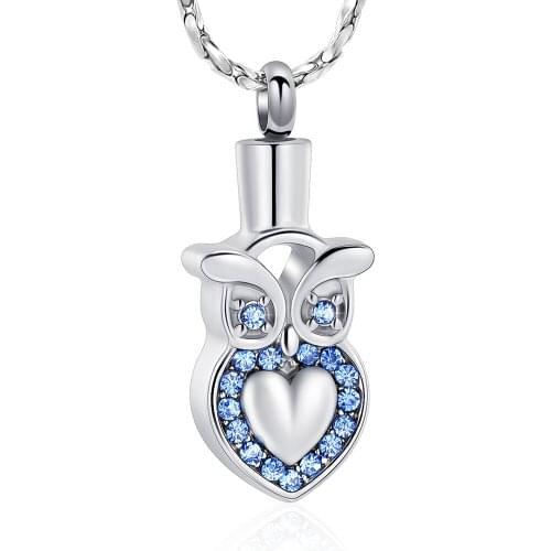 Owl Cremation Jewelry for Ashes Pendant Urns Animal Stainless Steel Memorial Necklace for Women Men