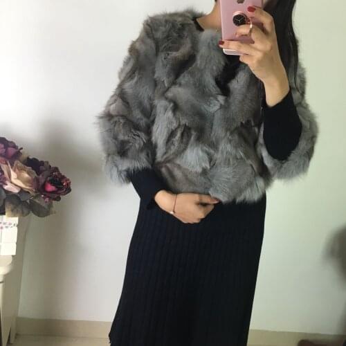 Womens round collar real fox fur coats tops winter casual thick fluffy furry fur warm winter coats F2365