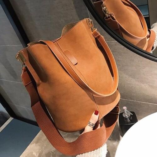 Female PU Shoulder Bag Bucket Handbag Womens Leather Frosted Large Capacity Messenger Bag Luxury Women Brand Handbags Z202