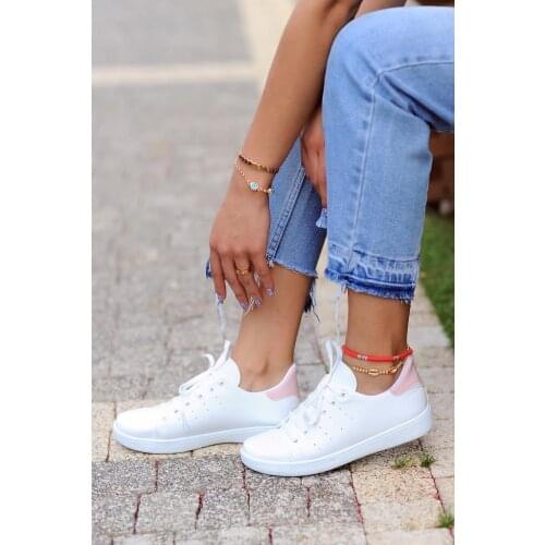A1980-20BeyazPembe Pink Potin Women White Pink Shoes A1980-20