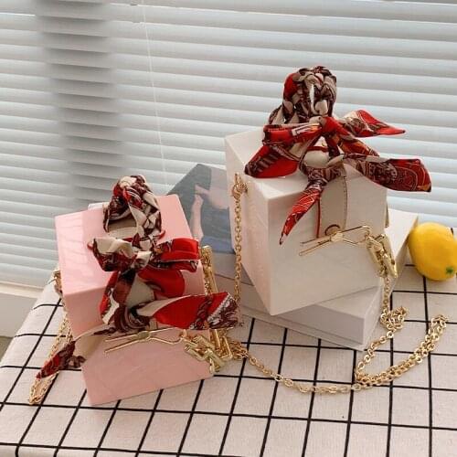 Candy Color Women Acrylic Purse Cute Crossbody Bags 2021 New Box Shape Handbags Evening Clutch Party Chain Shoulder Bag