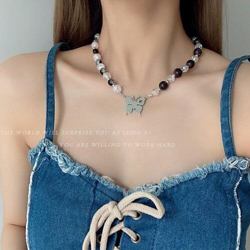Crystal Butterfly Piece Necklace Temperament Ladies Jewelry Accessories for Women