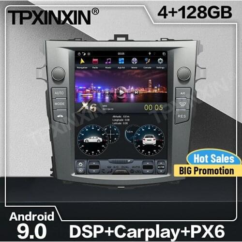 128G Tesla Screen Carplay Android Car Radio 2 Din Stereo Receiver For Toyota Corolla 2007 2008 2009 2010 2011 2012 2013 GPS Unit