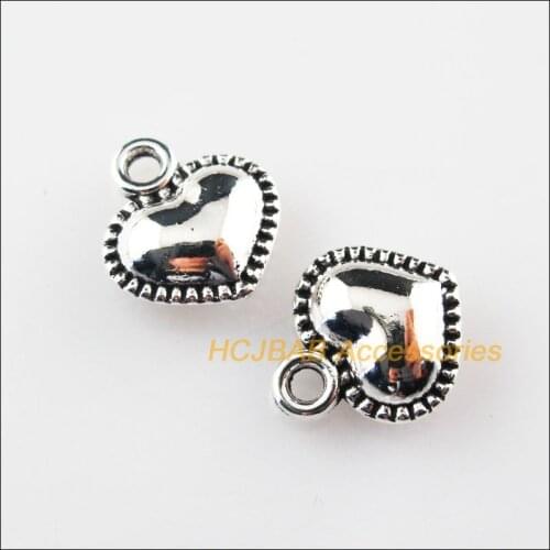 20Pcs Tibetan Silver Color Lovely Smooth Heart Charms Pendants 11.5x13mm