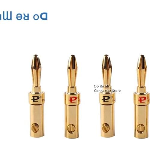4pcs/lot Pure copper gold-plated banana plug welding-free audio power amplifier terminal horn speaker wire 4MM banana plug