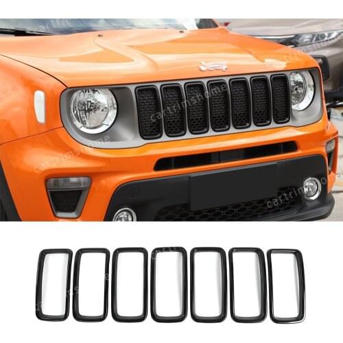 7*Black ABS Front Grille Cover Inserts Grill Mesh Trim for Jeep Renegade 2019