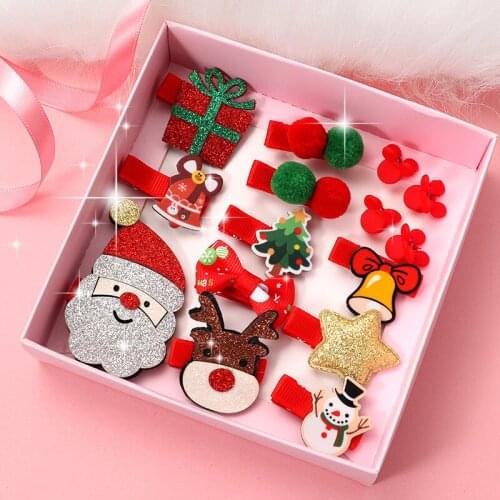 9 Pcs/set Christmas Hair Clip Christmas Tree Santa Claus Hair Band Baby Girls Hairpins Headwear Christmas Gifts Hair Accessories