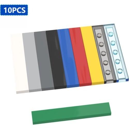 10Pcs MOC 6636 DIY Building Blocks Figure Bricks Smooth 1x6 Tile with Groove Compatible Brand Educational Toys for Children