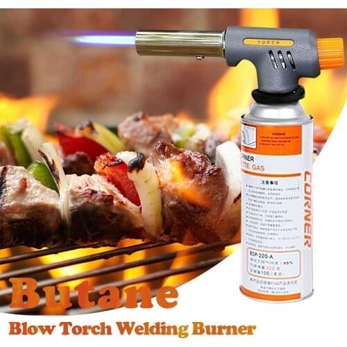 Butane Torch Blow Torch Welding Burner with 360 Degree Rotatable Design and Safety Lock for BBQ Creme Brulee Refillable Tool