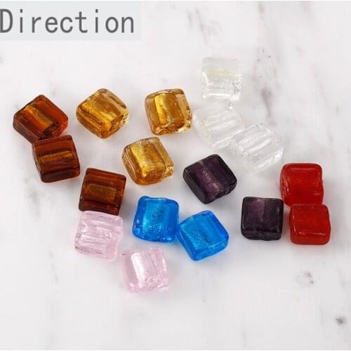Retro colored glass beads square straight hole beads diy earrings bead necklace bracelet material accessories