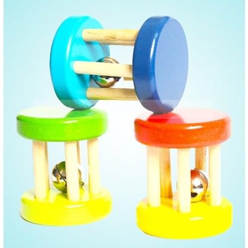 Wood Baby Rattle With Balls Music Toy Rolling Cage Bell Rattles Kids Early Developmental Sound Infant Toddler Musical Toys