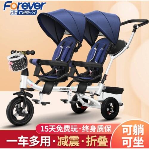 Childrens Tricycle Twin Wheelbarrow Double Baby Bicycle Baby Stroller Kid Kick Scooter Trikes