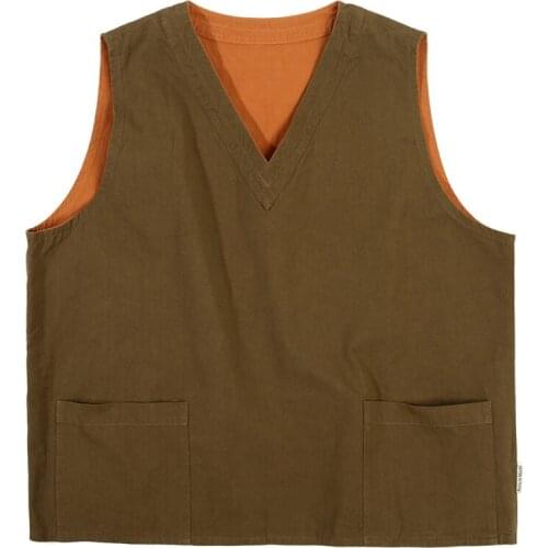 Reversible Vest Men Solid Color Vests Streetwear Casual Fashion Sleeveless Jacket Outerwear Mens