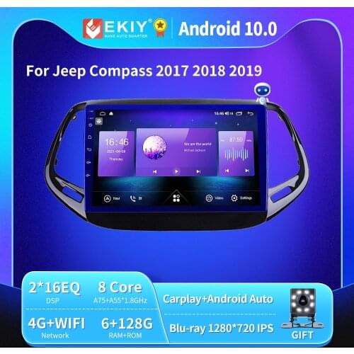 EKIY For Jeep Compass 2017 2018 Auto Radio 2din Android 9 DVD Car Multimedia Video Player Auto Stereo Navigation GPS WIFI SWC BT