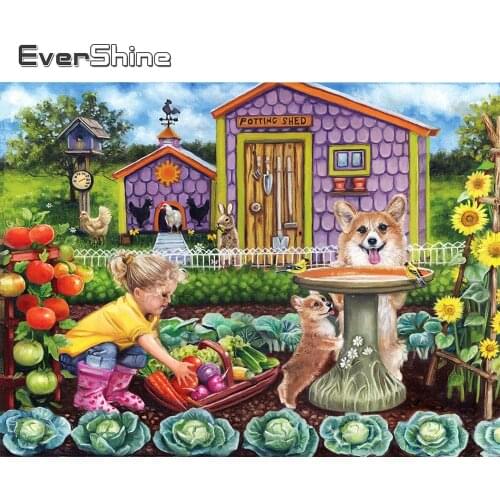 Evershine 5D DIY Diamond Painting House Art Mosaic Full Layout Diamond Embroidery Scenery Cross Stitch Girl Handmade Gift