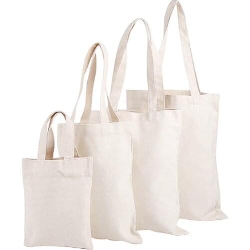 Student Cotton Linen Single Shoulder Bag Fashion Durable Shopping Daily Use Foldable Solid Color Flax Canvas gift candy bags