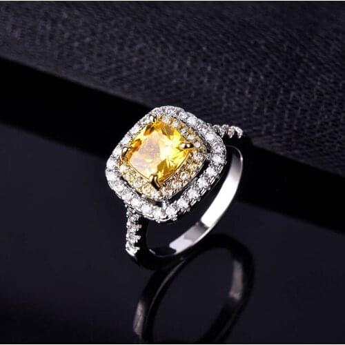 Fashion Square Finger Rings Full Inlay AAA Zircon S925 Two Tone Jewelry For Women Wedding Luxury Anniversary Gift Free Delivery