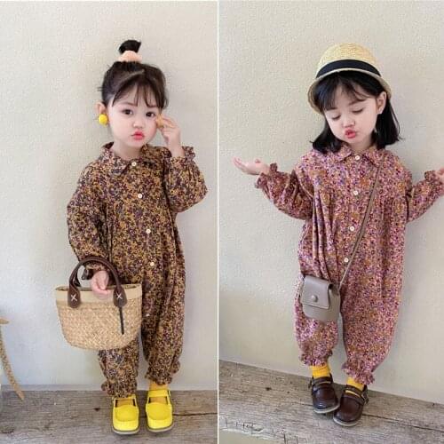 Girls Jumpsuit Children Clothes 2020 Autumn New Toddler Casual Floral Tooling Baby Kids Clothes 1-6 Y