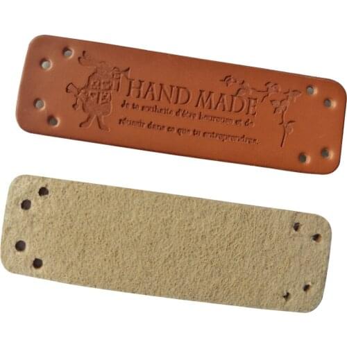 48Pcs/Lot Win Logo Handmade Leather Labels Logo For Needlework Hand Made Label For Gift Tags Handwork Sewing Tag For Clothing