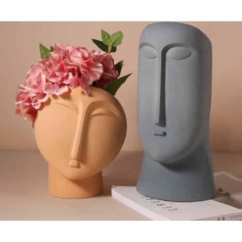 Creative Nordic vase decor Face art Jingdezhen Ceramic living room wine cabinet coffee table flower arrangement simple
