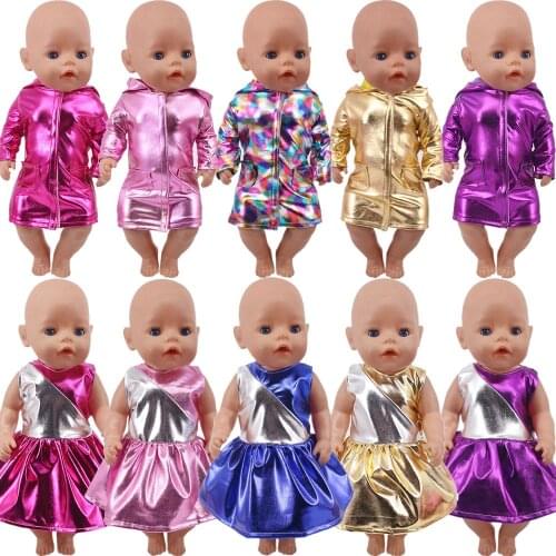 Doll Clothes For 43 Cm Baby Doll & 18 Inch American Doll Girl Leather Skirt Waterproof Hooded Raincoat,Baby Reborn 43 Cm Dolls