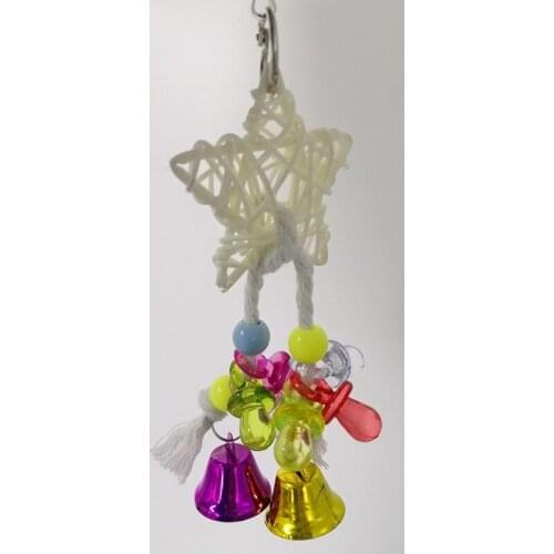 Legendog Bird Chewing Toy Hanging Five-pointed Colorful Star Bird Swing Toy Parrot Bell Toy Training Toys Bird Toy Pet Supplies