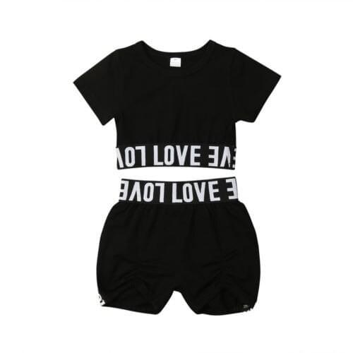 Toddler Baby Kids Girl LOVE Tank Top T shirt +Shorts Pants Bottom Outfit Clothes Size 1-6Y
