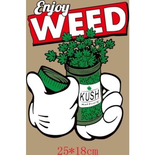 Enjoy Weed Heat Transfer Patch Womens Clothes Patches for Top DIY Accessory Appliques Parches Household Iron on Stickers