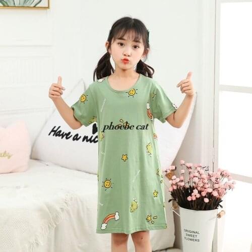 New Summer Childrens Sleepwear Toddler Girls Cotton Short Sleeved Dress Pajamas Baby Girls Sleepwear Comfortable Kid Nightgowns