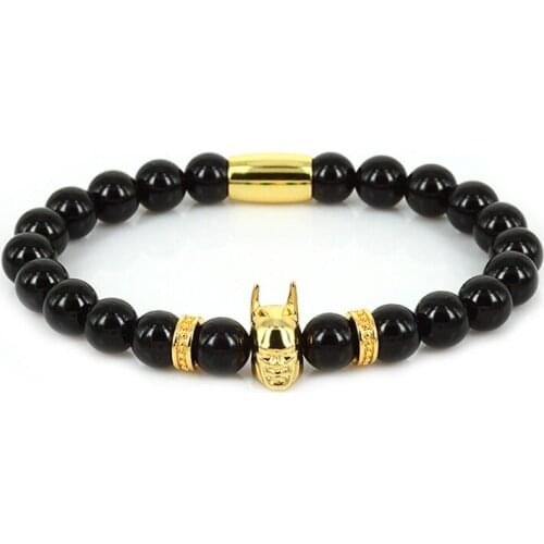 New Black Beaded Bracelets Fashion Hero Men Accessories Bangles Stone Elastic Hand Chain Pulseira Feminina BR079